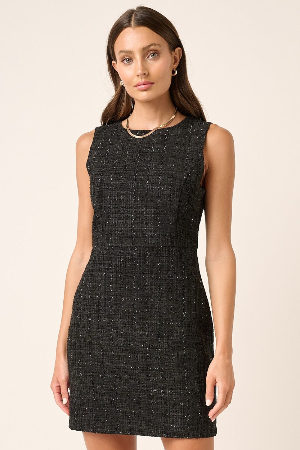 mittoshop tweed sleeveless mini dress