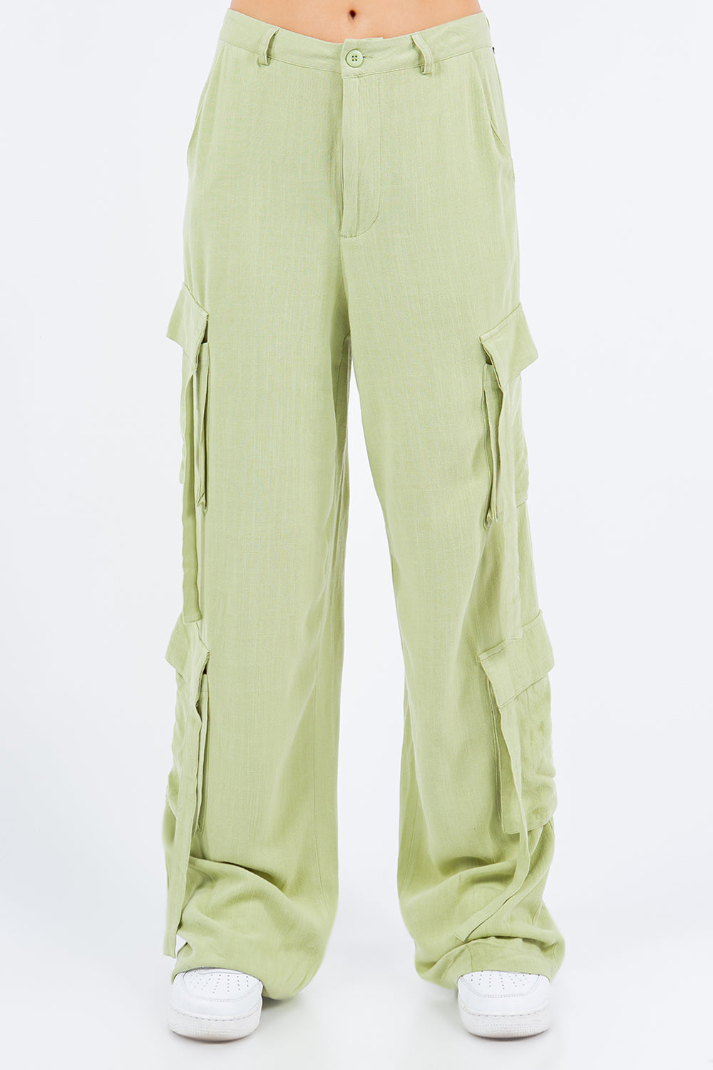 american bazi linen wide leg cargo pants