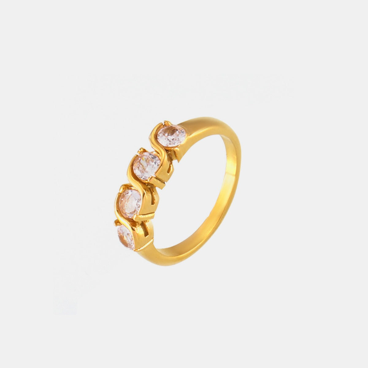 stainless steel inlaid zircon ring