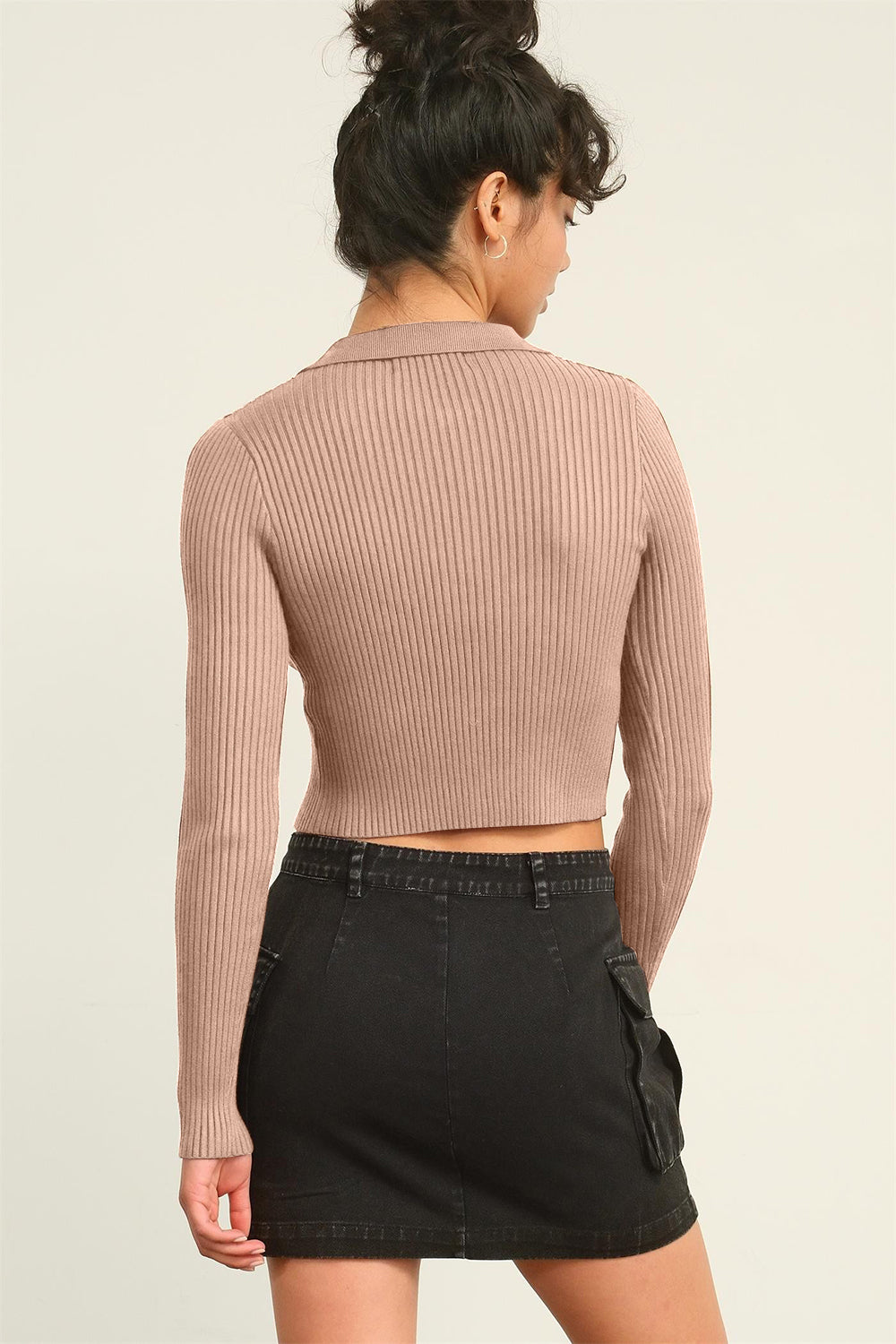 hyfve ribbed double zip cropped cardigan